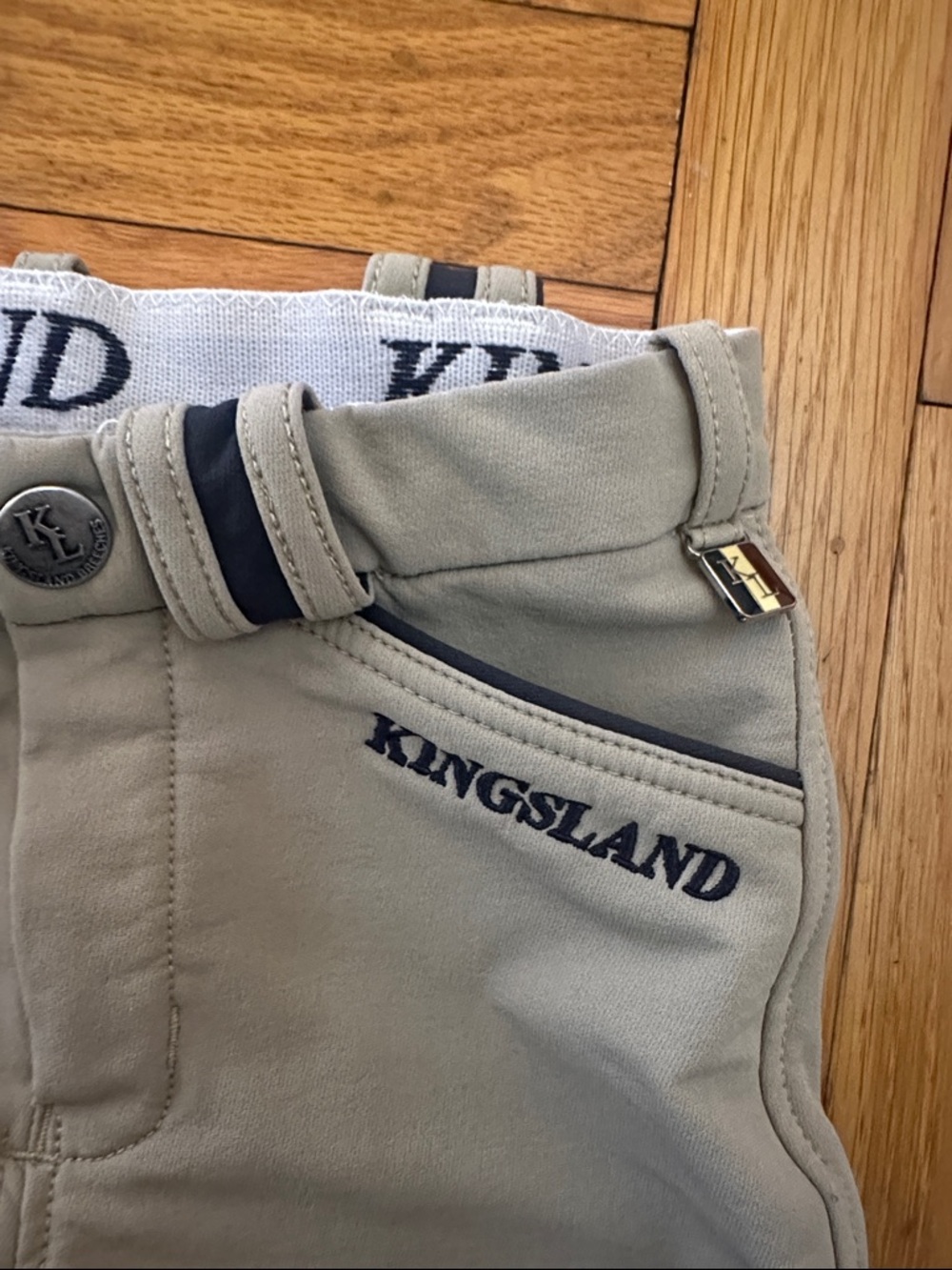 Kingsland Kids Beige Riding Breeches with Grip Panels - Picture 3 of 5